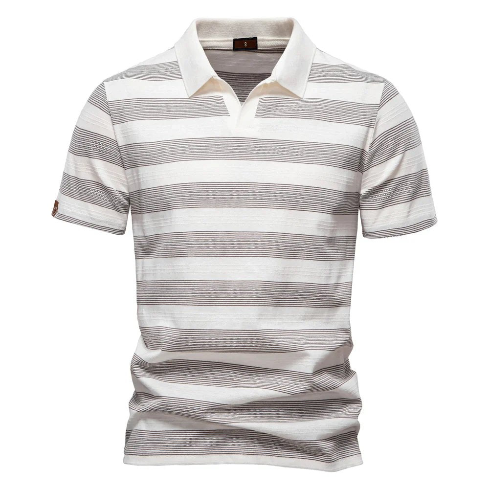 Bastian™ – Stripete Åpen Krage Polo Skjorte