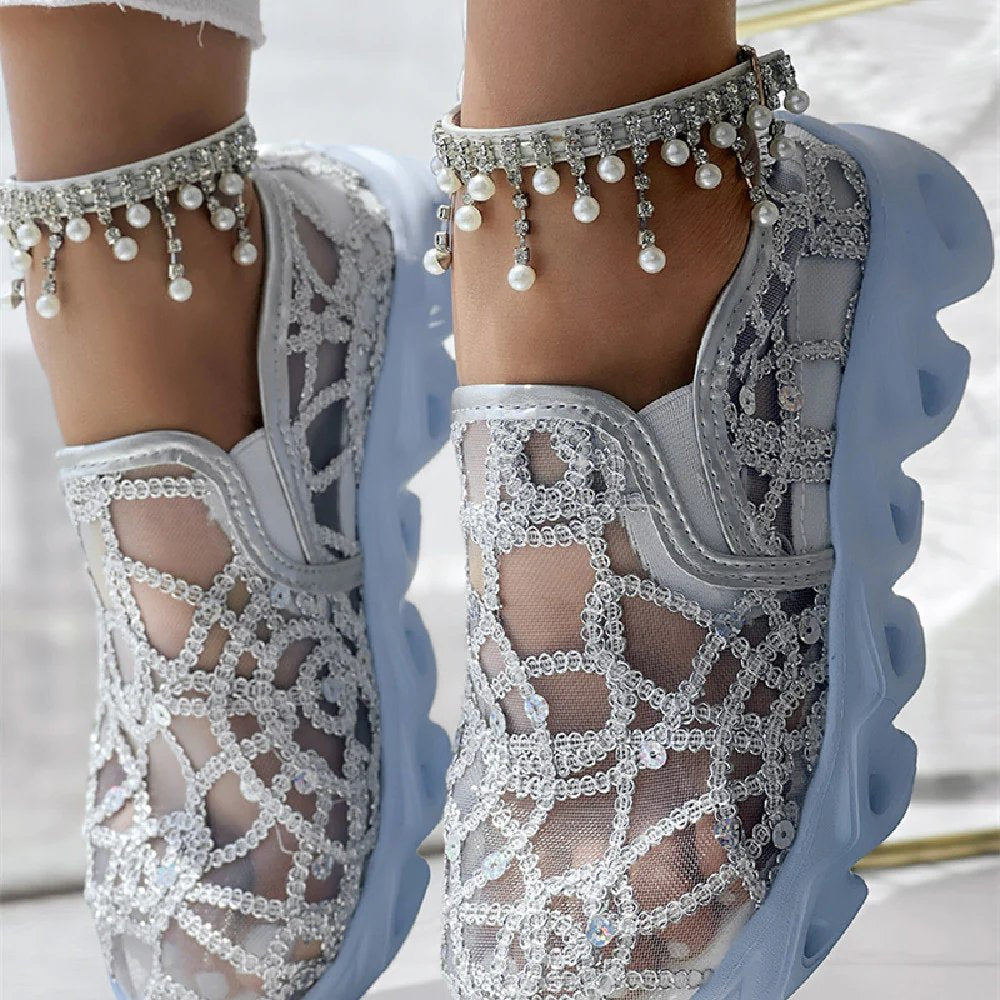 Gina™ – Plattformsneakers med paljettbelagte mesh-detaljer