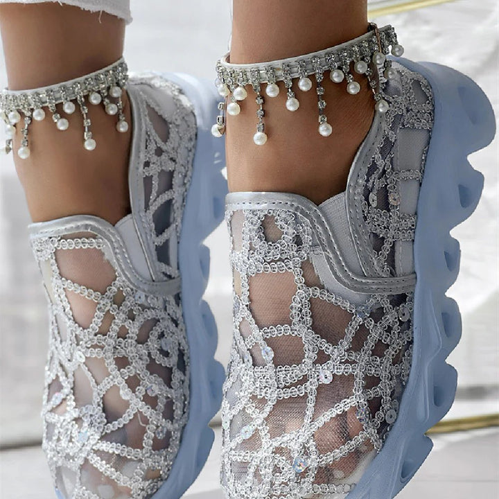 Gina™ – Plattformsneakers med paljettbelagte mesh-detaljer