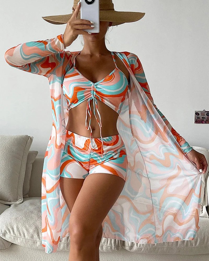 Tove™ – Trendy Trykket Tre-delt Bikini Sett