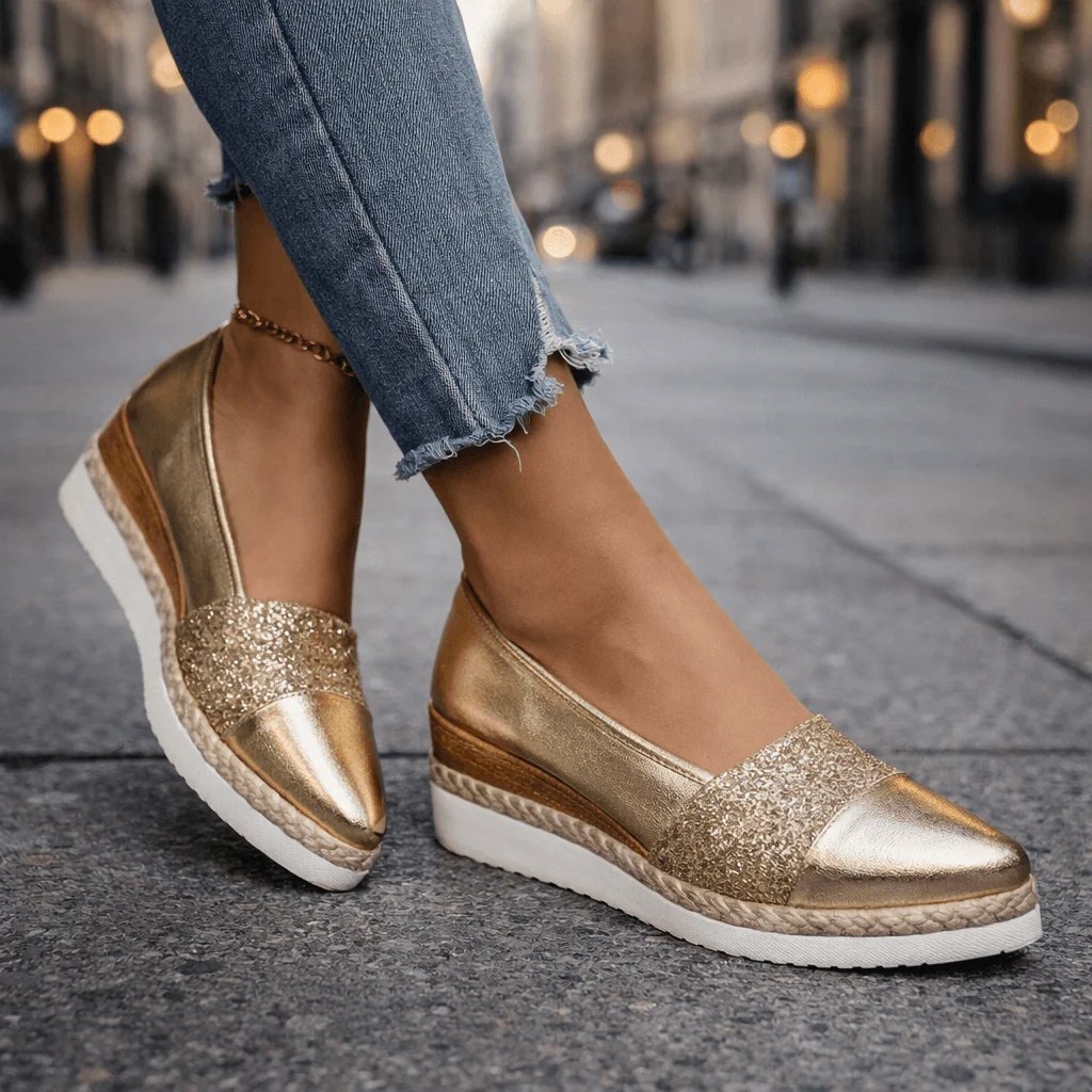 Karine™ – Glitrende Wedge Slip-On Sneakers