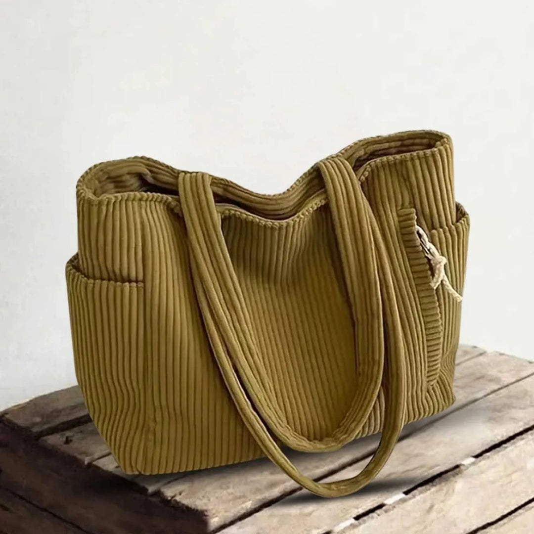 Greta™ – Ribbede Corduroy Strukturert Tote Bag