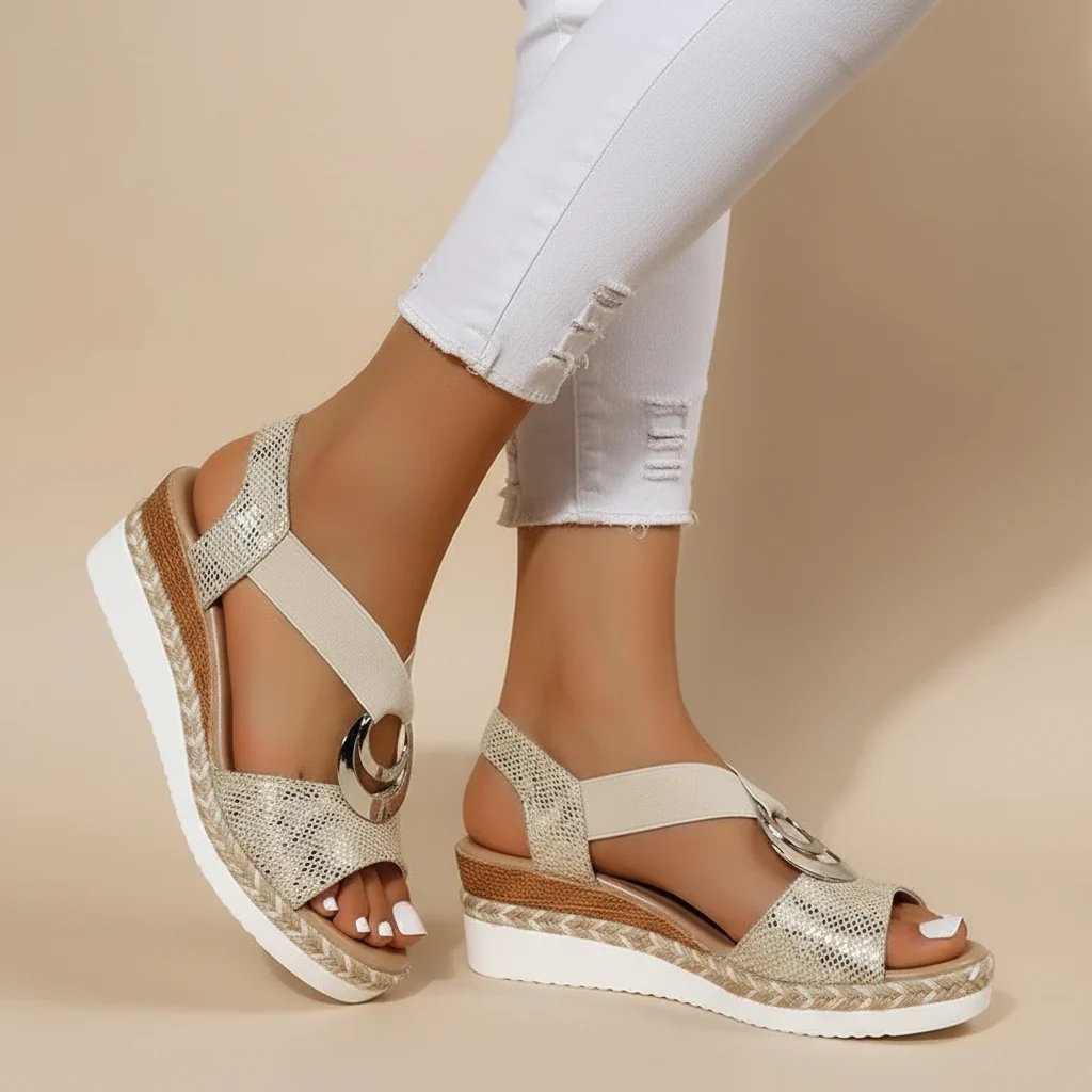 Fiona™ – Flettet Espadrillo Hæl Platå Sandaler