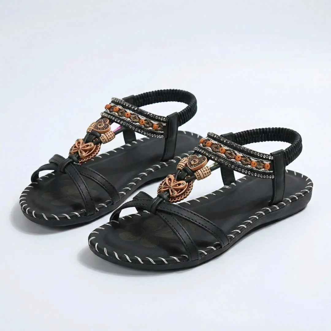 Emma™ – Boho Perlebehandlede Flate Sommarsandaler