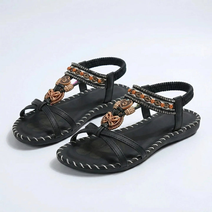 Emma™ – Boho Perlebehandlede Flate Sommarsandaler