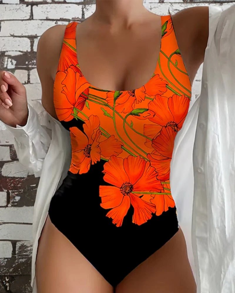 Amelia™ – Blomstret Ettbiten Badedrakt