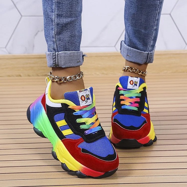 Charlotte™ – Regnbue Snøring Plattform Sneakers