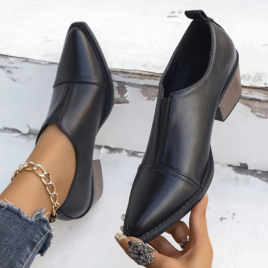 Rebecca™ – Spiss tå blokkhelt loafers