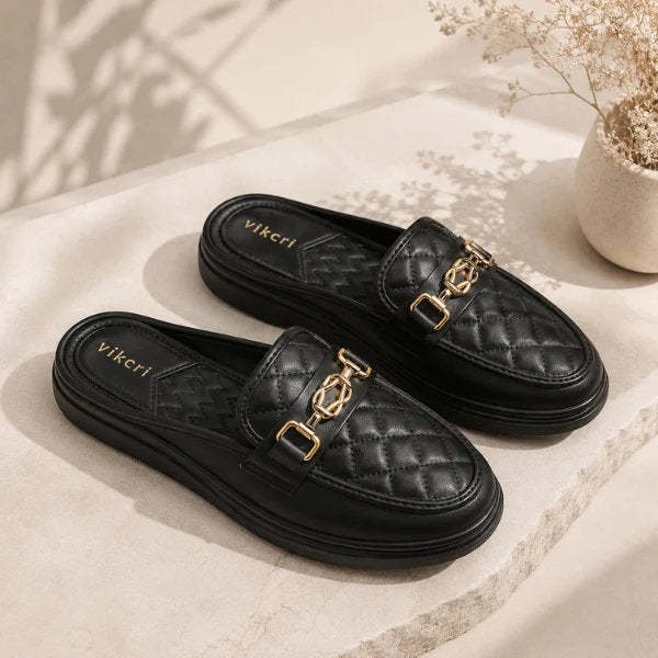 Laila™ – Vatterte Kjede Pute Loafers Mules