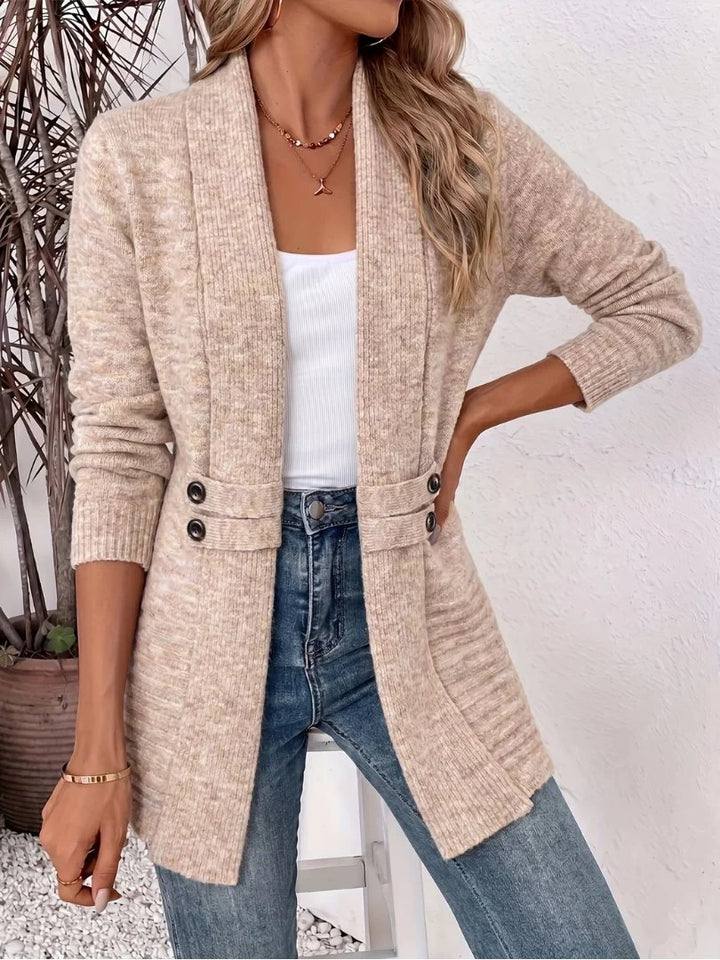 Karine™ – Ribbete Åpen Front Strikkegenser