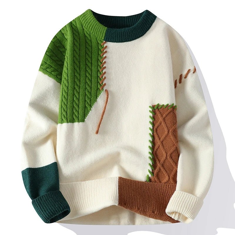 Aksel™ – Fargeblokk Kabelstrikk Crewneck Genser