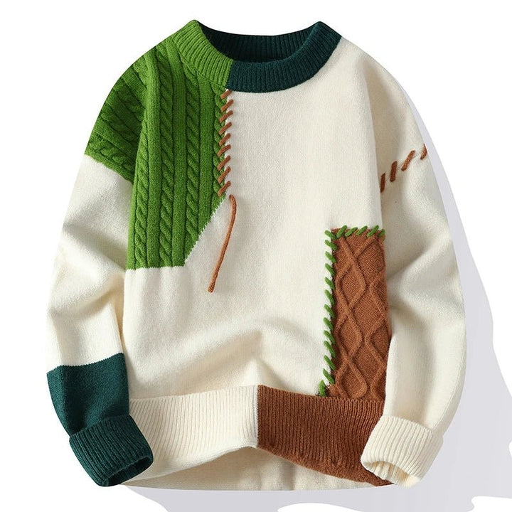 Aksel™ – Fargeblokk Kabelstrikk Crewneck Genser