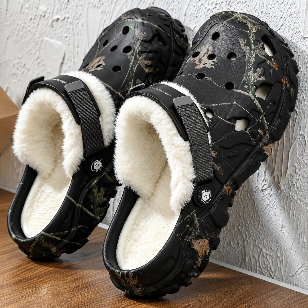 Olav™ – Pelsforede camo clogs klikkere med justerbar stropp