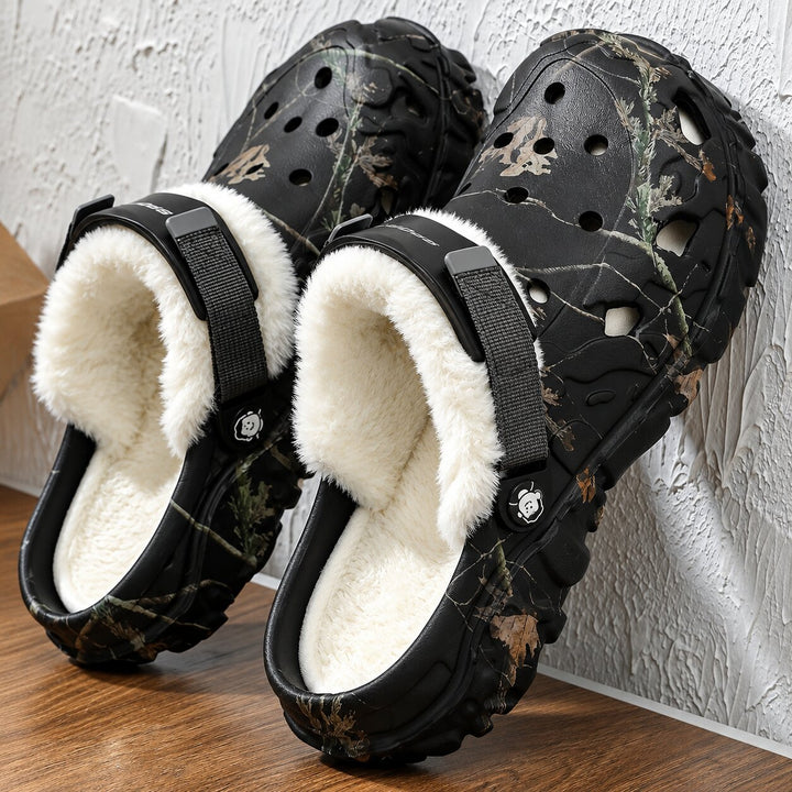 Olav™ – Pelsforede camo clogs klikkere med justerbar stropp