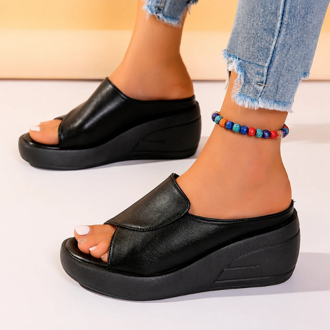 Mette™ – | Ortopediske Peep Toe Wedge Sandaler
