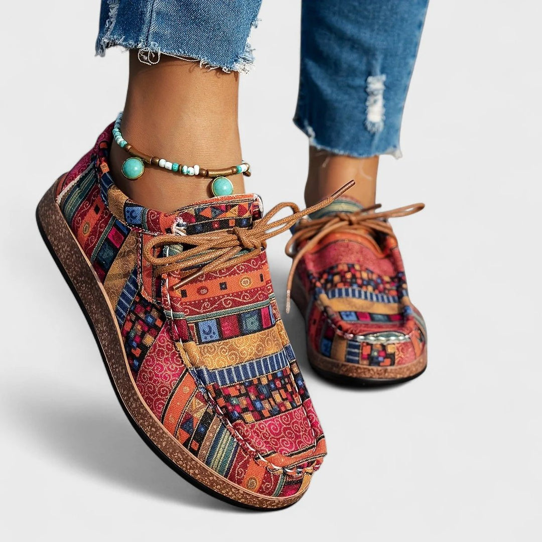 Tonje™ – | Boho Patchwork Snøring Plattform Sneakers