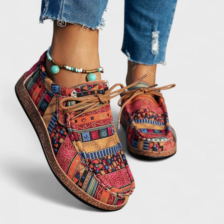 Tonje™ – | Boho Patchwork Snøring Plattform Sneakers