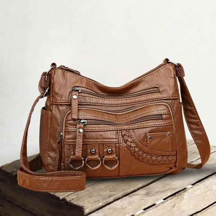 Kaia™ – Multi Zip Kompartment Vegansk Crossbody Veske
