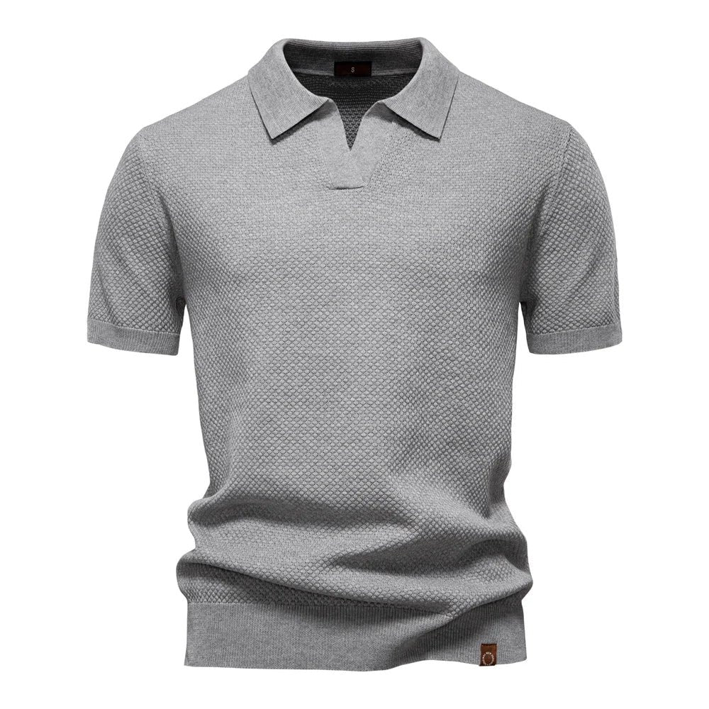 Hugo™ – | Strukturert Strikket Polo med Åpen Krage