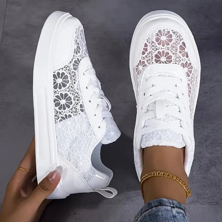 Flora™ – Blomstrete Spise Lisse Opp Plattform Sneakers