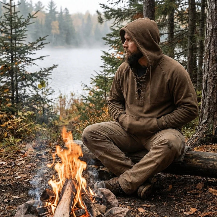 Aksel™ – Snøring Hettefleece Pullover Hoodie