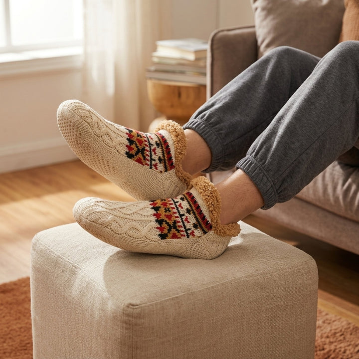 CozySocks™ – Nordisk Strikk Anti-Sklisokk med Fleeceforing