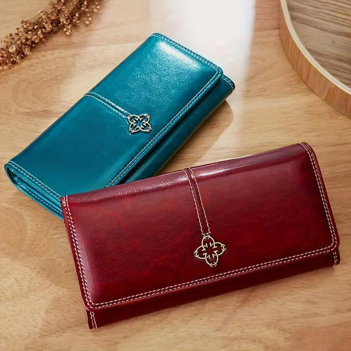 Victoria™ – Ekte skinn tri-fold lommebok med dekorativt hardware