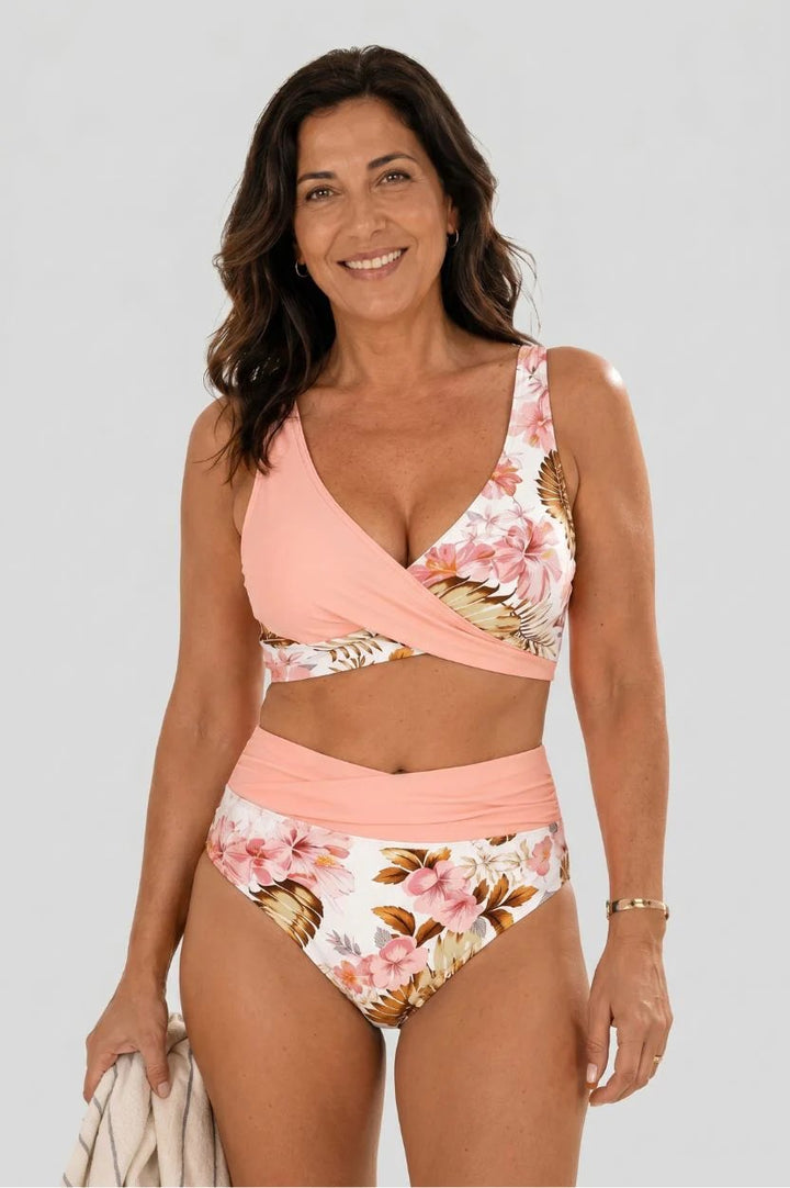 Melissa™ – Blomstrete Høy midje Wrap Bikini-sett