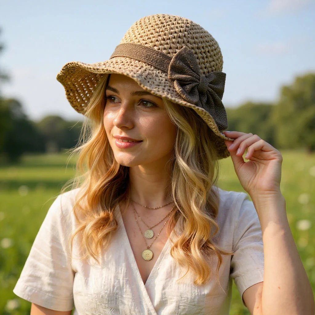 Valentina™ – Håndlaget Solhatt med Elegant Sløyfedetalj