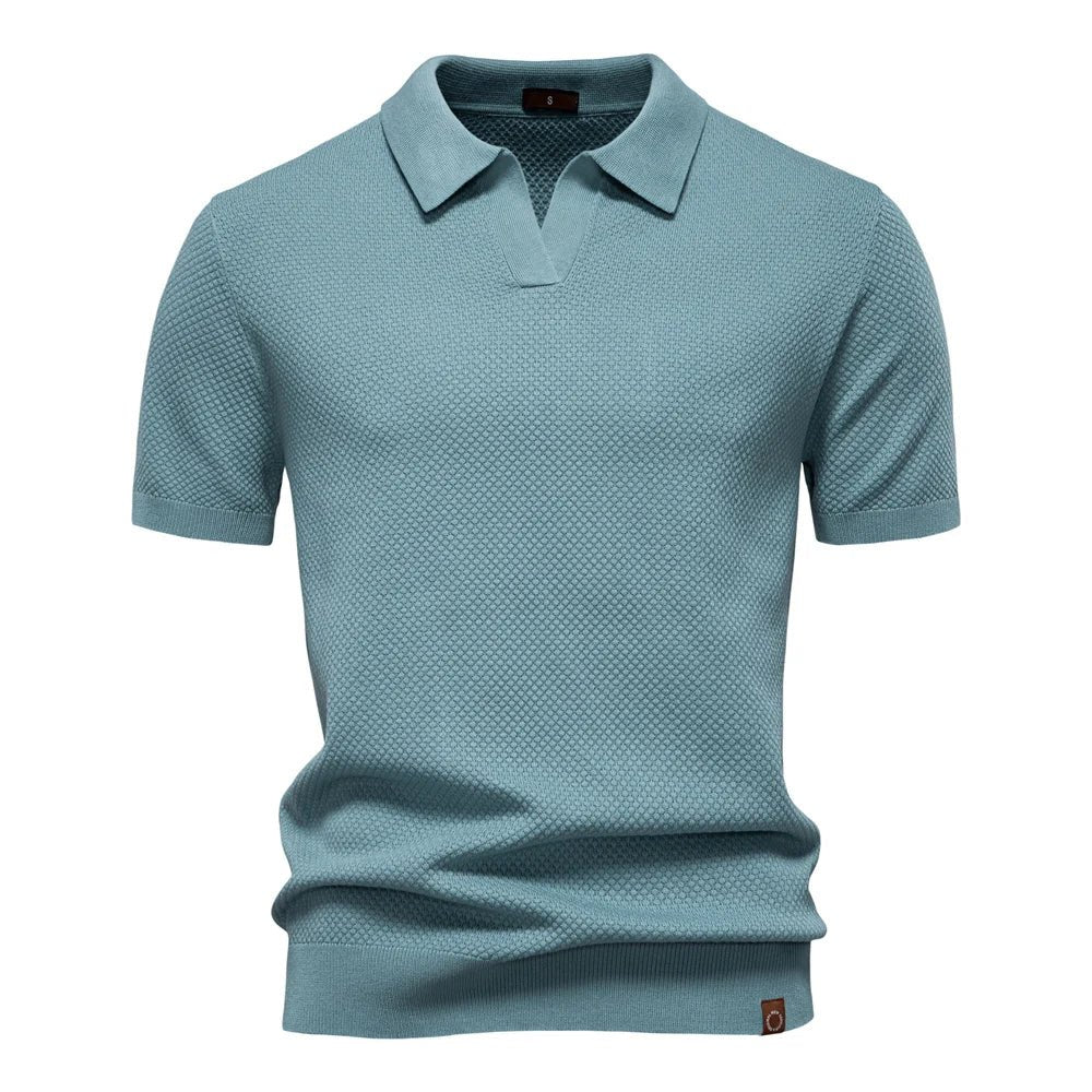 Hugo™ – | Strukturert Strikket Polo med Åpen Krage
