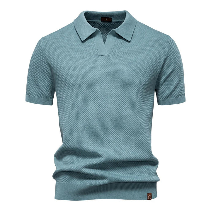 Hugo™ – | Strukturert Strikket Polo med Åpen Krage