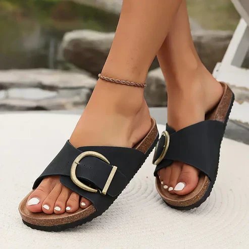 Erika™ – Ortopediske Buckle Strap Sandaler med Korksåle
