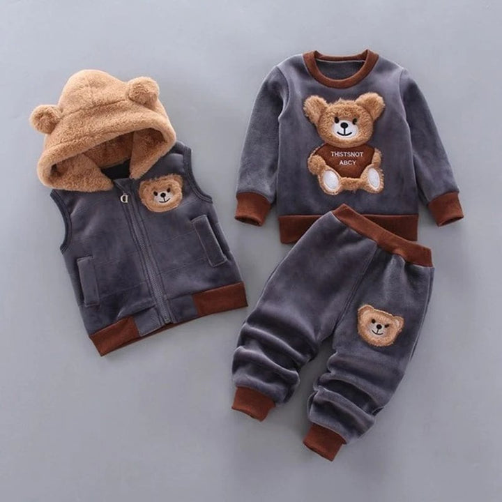 TinyTeddy™ – Koselig Bjørn Hettevest 3-delt Sett