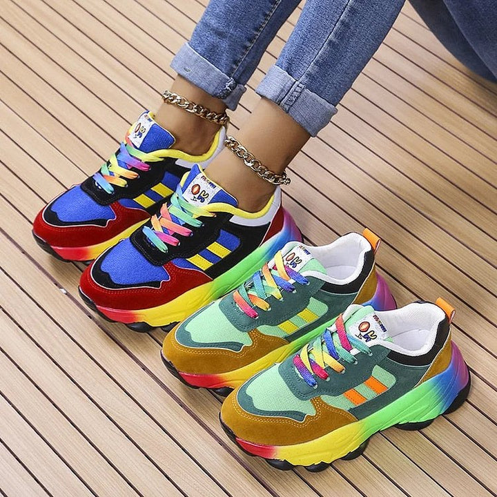 Charlotte™ – Regnbue Snøring Plattform Sneakers