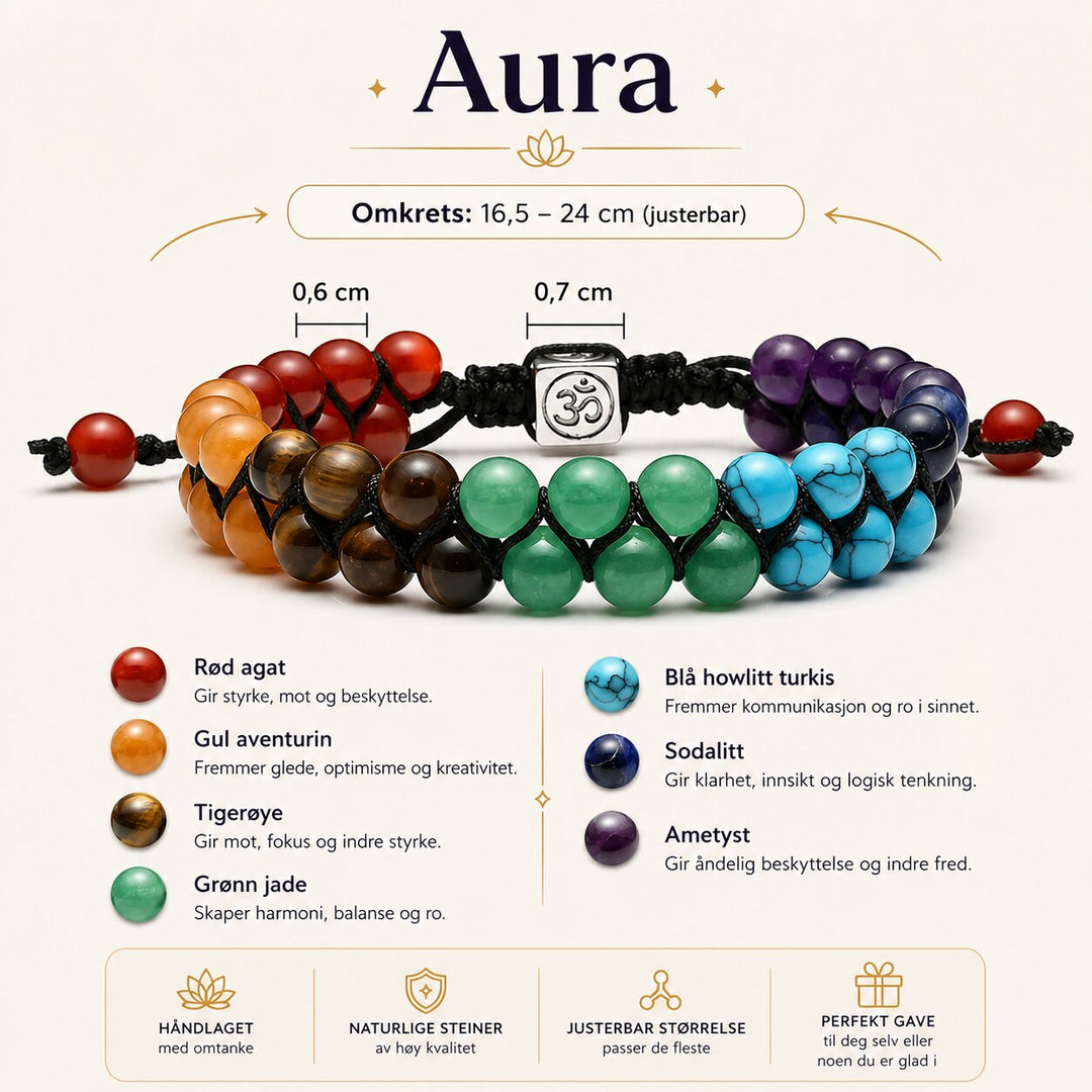 Aura™ – Armbånd med perler av 7 chakra edelstener (1+1 GRATIS)