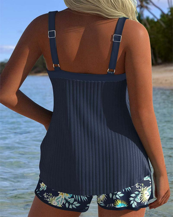 Kaja™ – Ribbet Tankini med Matchende Badebukser