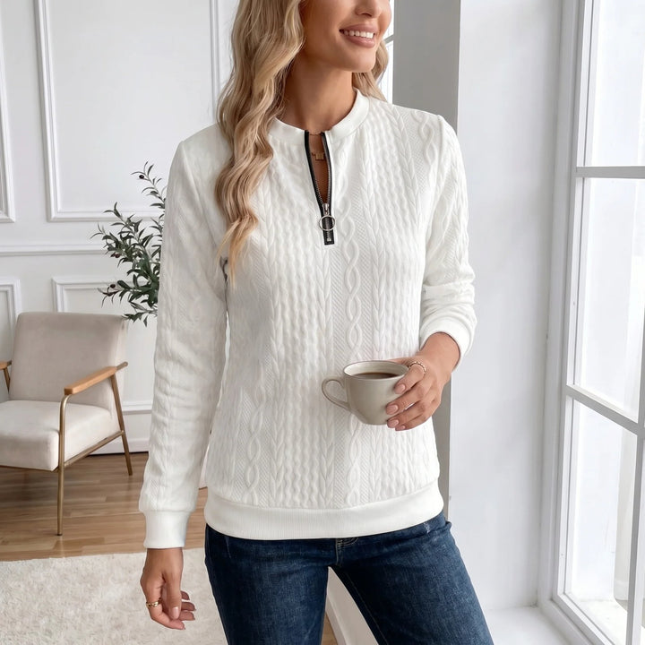 Lene™ – Kabelstrikket Halv-Lang Zip Genser