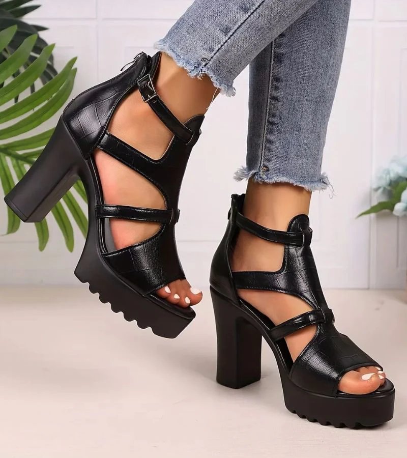 Birgit™ – Chunky plattform sandaletter med åpen tå og hæl