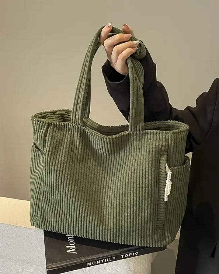 Greta™ – Ribbede Corduroy Strukturert Tote Bag