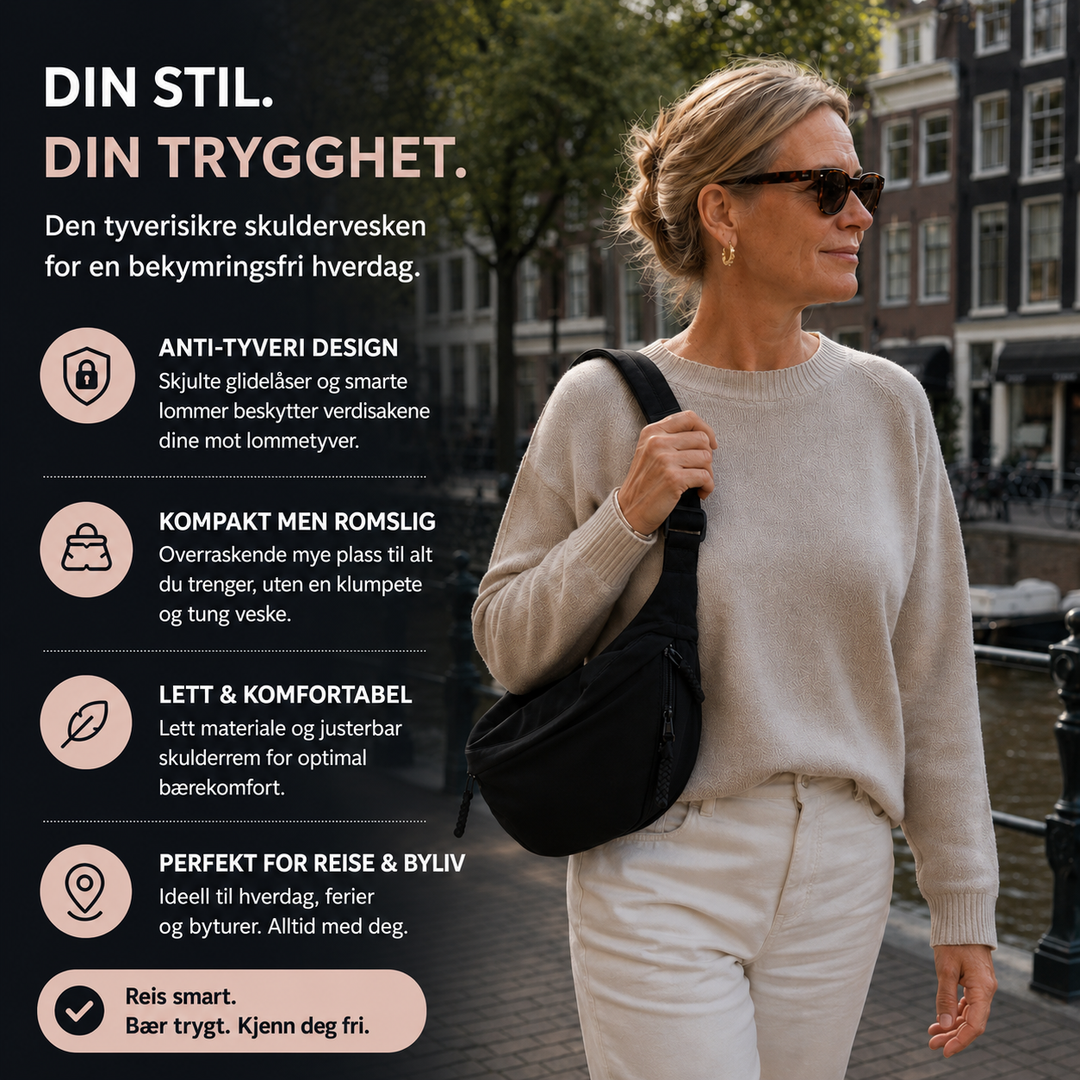 Mirelle™ – Anti-tyveri Halvmåne Crossbody Skulderveske