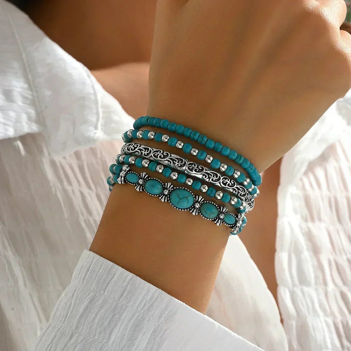 Esme™ – Boho Turkis Perle Stable Armbåndsett