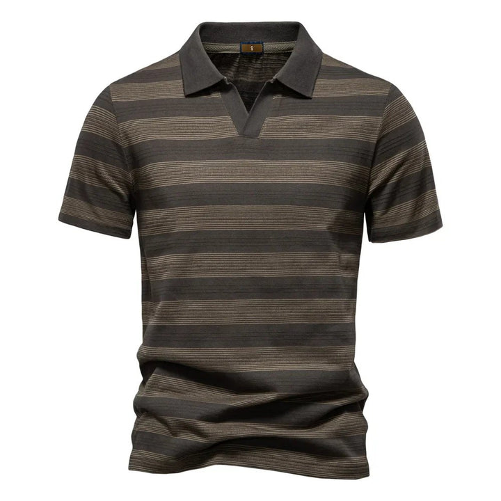 Bastian™ – Stripete Åpen Krage Polo Skjorte