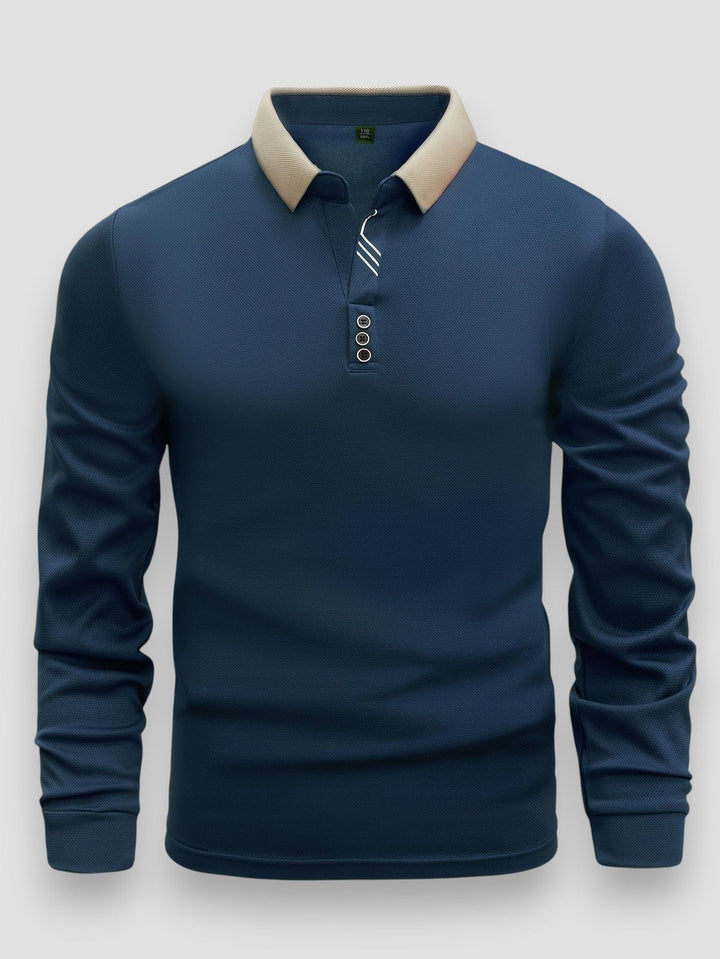 Casper™ – Langermet Polo Skjorte med Kontrasterende Krage