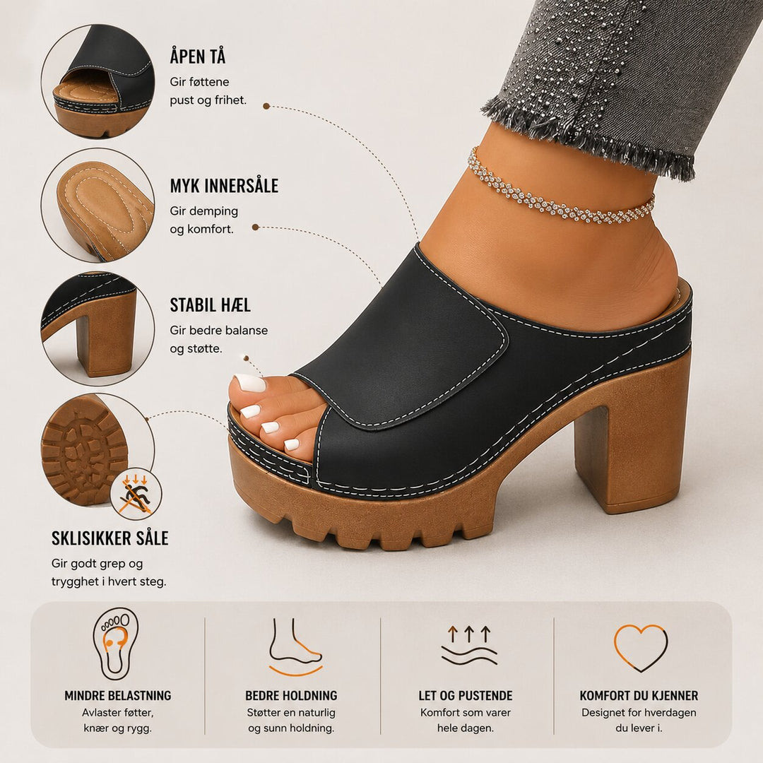 Alva™ – Ortopediske Peep Toe Platå Hæl Sandaler