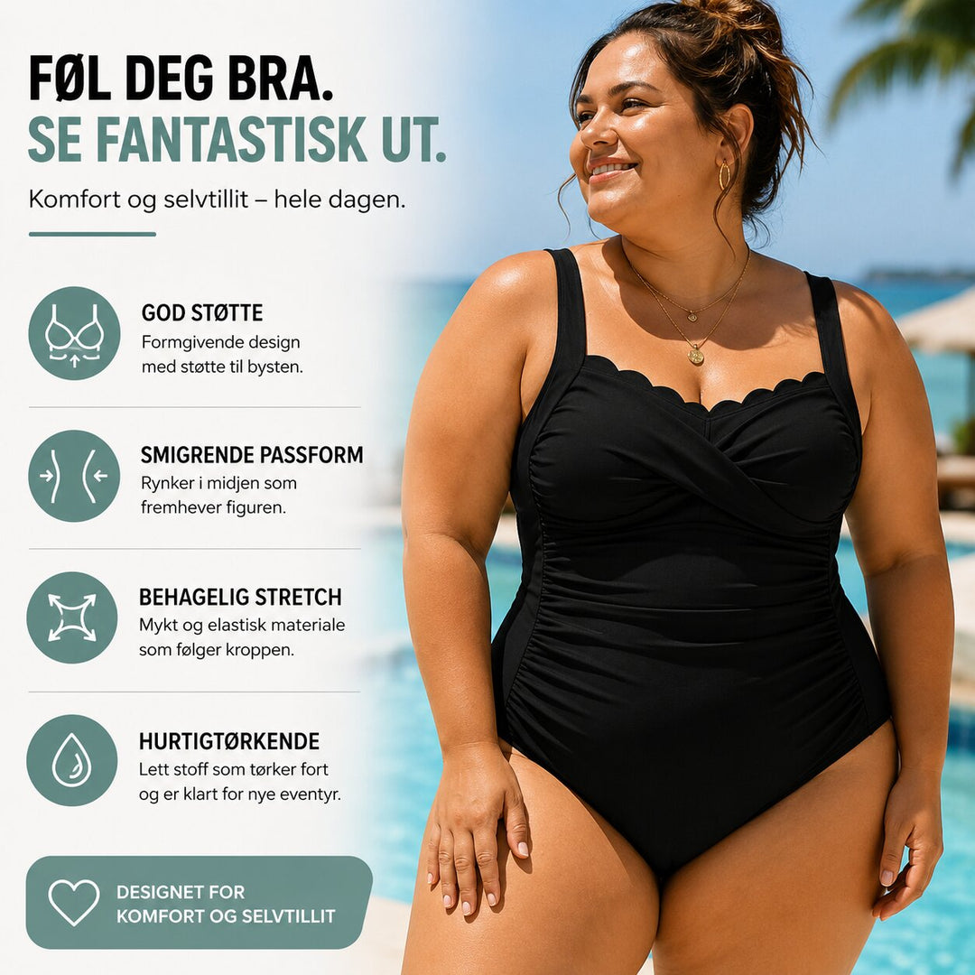 Elise™ – Rynket Formende Badedrakt med Twist Front
