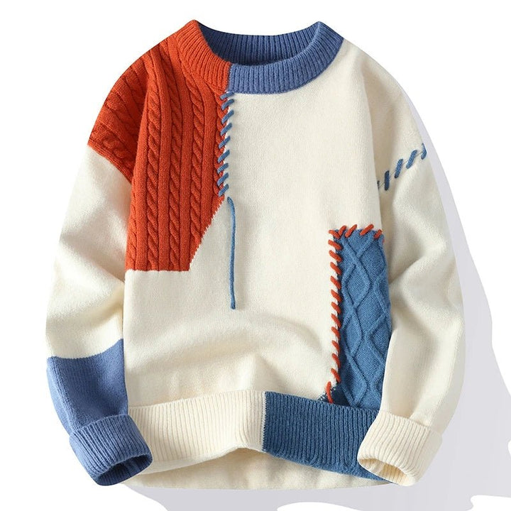 Aksel™ – Fargeblokk Kabelstrikk Crewneck Genser
