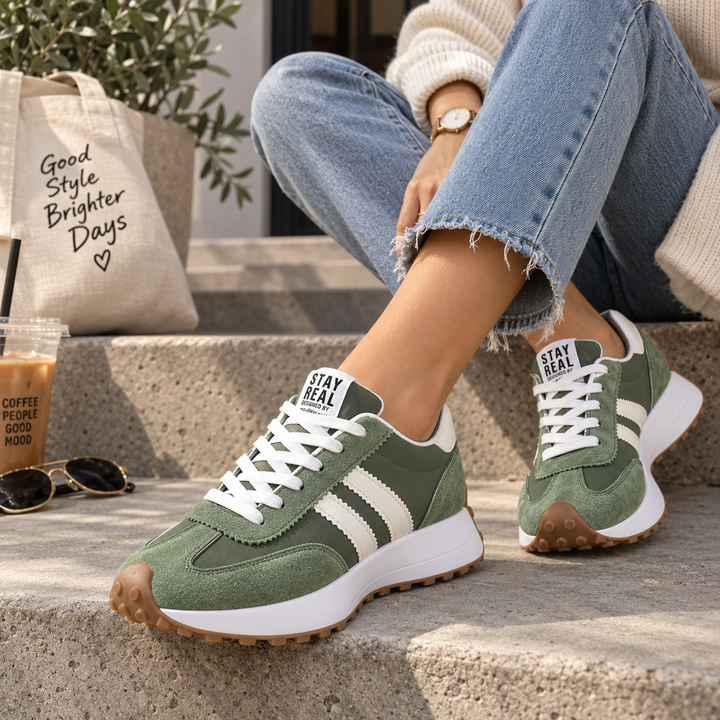 Leah™ – Snøreløse Retro Stripete Plattform Sneakers