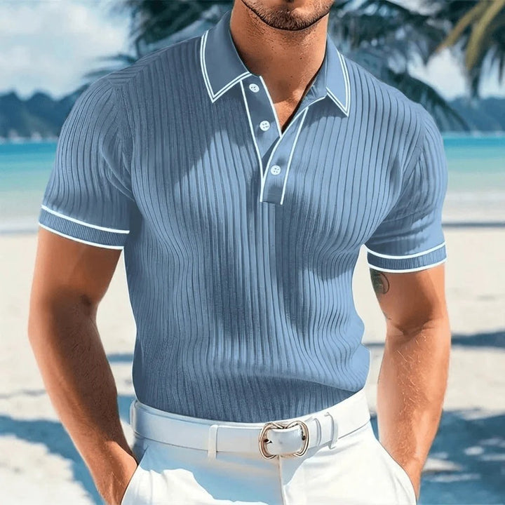 Alexander™ – Ribbed Knit Button-Front Polo Shirt
