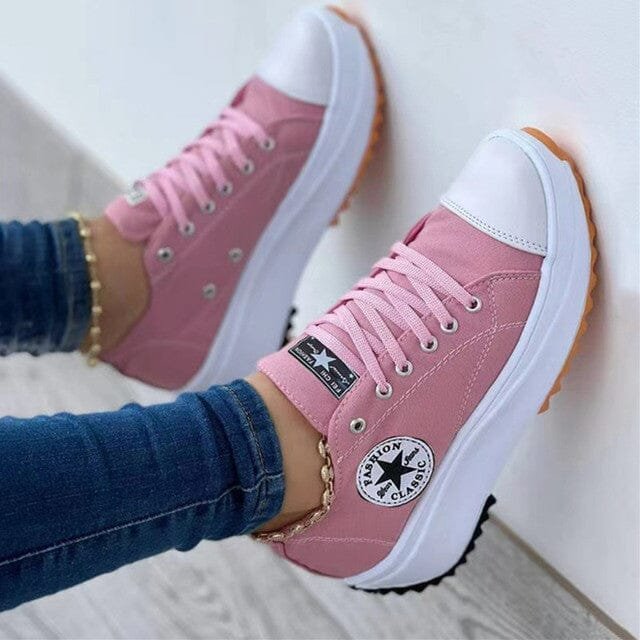 Hedvig™ – Ortopediske plattform sneakers med snøring i lerret