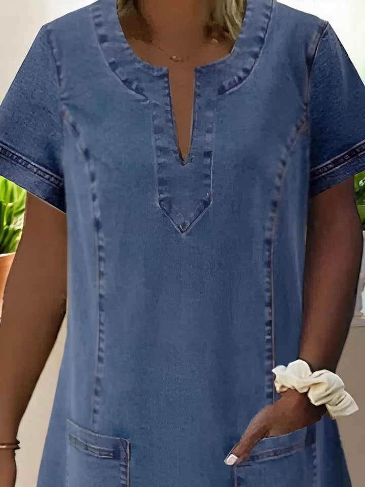 Isa™ – | V-Hals Korte Ermer Lommedress
